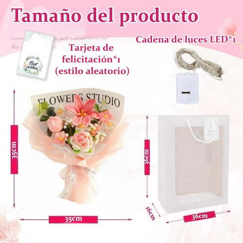 . Ramo Flores De Rosa Tejido Crochet Bouquet De Algodon