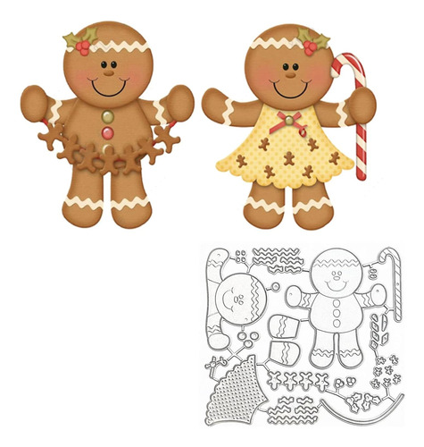 Christmas Gingerbread Man Metal Die Cuts, Candy Cone Co...