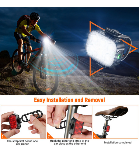 Lampara Bicicleta Led Recargable Ip65 Delantera Trasera
