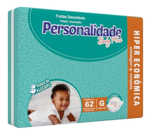 Fralda Personalidade Baby Plus Hiper ( Gde ) 6 X 62 = 372un