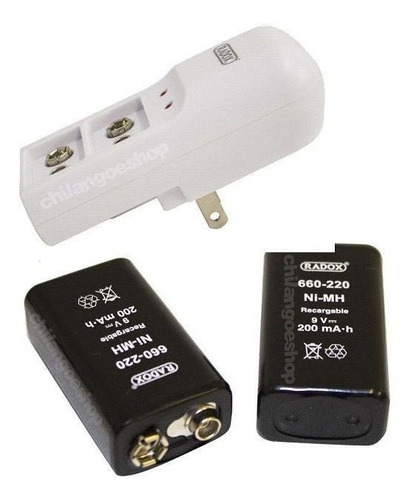 Cargador + 2 Baterias Pilas Cuadradas 9v Recargables