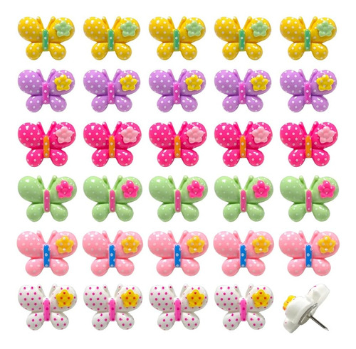 Pin De Empuje Forma De Mariposa, 30 Pcs Chinchetas De R...