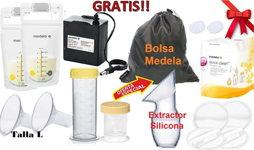 Imagen 2 de 6 de Extractor Leche Materna Medela Doble Electrico Pilas + Kit