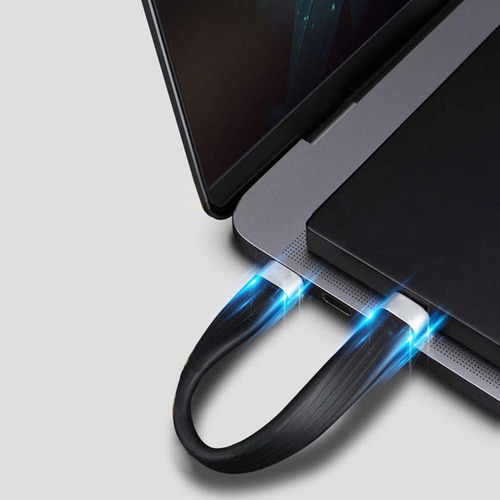 Cabo Usb C Curto 130 Graus Rápido 60w 3a, Material Tpe