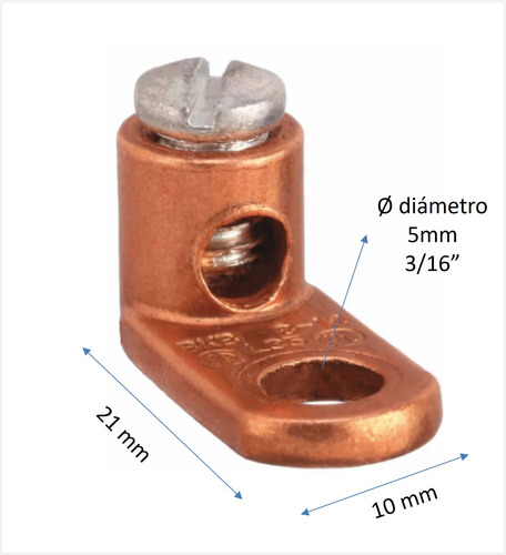 Terminal Tipo Zapato De Cobre Para Cable 14-8 Awg