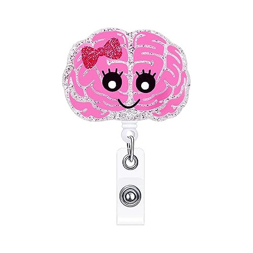 Funny Brain Mental Health Badge Reel Holder Retractable...