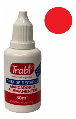 Tinta Trabi 30ml Recarga P/ Marcador Permanente Al Solvente Color Rojo