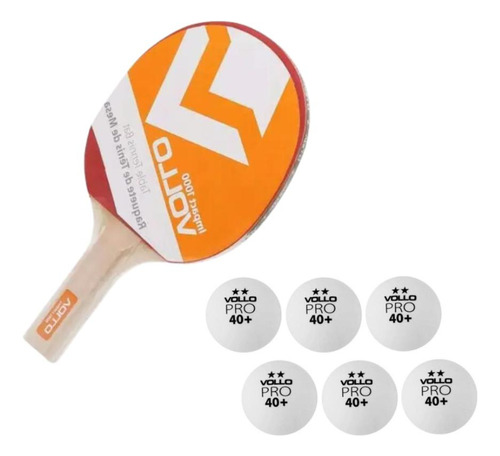 Kit 1 Raquete Ping Pong Vollo Impact 1000 + 6 Bola 2 Estrela