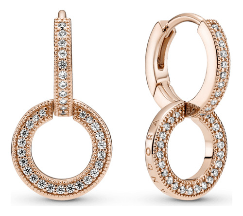 Aretes Ale 925 Double Resplandecientes Revestimiento Oro Ros