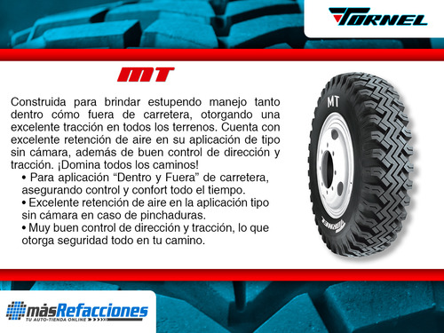 Paquete De 2 Llantas 7.00-14 Tornel Mt 8 Capas Sin Camara