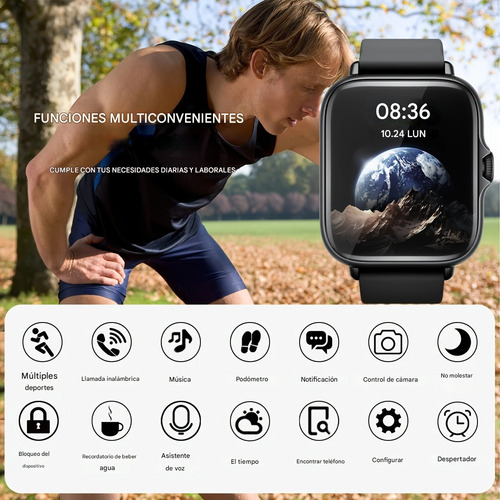Reloj Inteligente Deportivo, Pantalla Táctil Completa De 4.65 Cm Con Mensaje, Responder Y Hacer Llamadas, Monitorización Del Sueño, Podómetro Deportiv