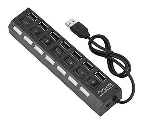 7 Puertos Usb Hub Usb Hub Plug Para Mouse/impresora/canner