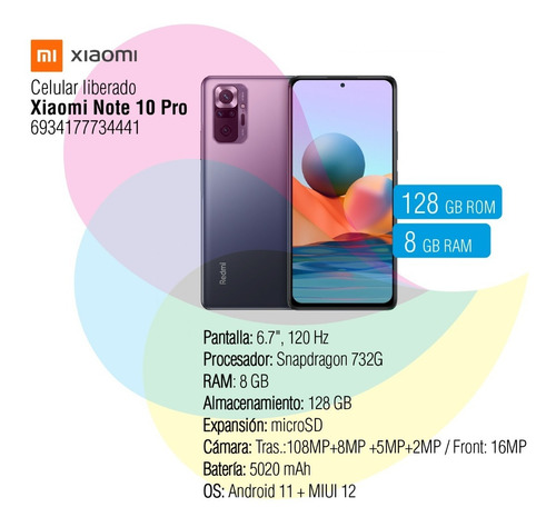Imagen 2 de 10 de Xiaomi Redmi Note 10 Pro 128gb + 8gb Dual Sim Gris Ónix