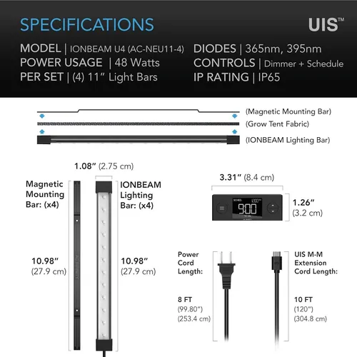 Barras De Luz Led Uv Ac Infinity Ionbeam U4 Para Cultivo