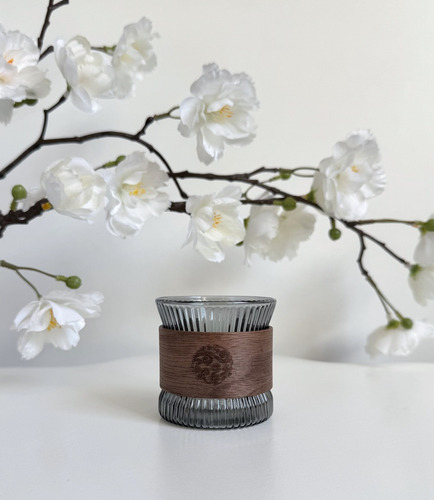 Jarro De Café De Vidrio Térmico Con Cobertor De Madera Gris 120 Ml Gala