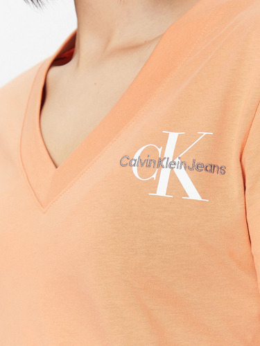 Polera Monologo Slim V-neck Naranja Calvin Klein