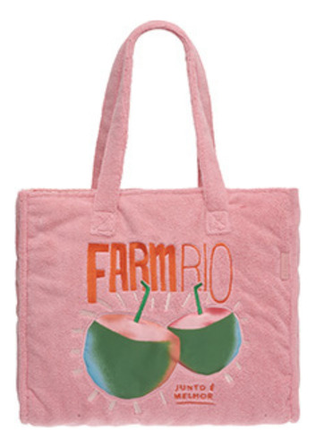 Bolsa Farm Totebag Praiana Floral De Renda Rosa