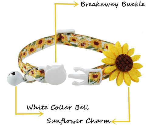 Flower Cat Collar With Detachable Sunflower Charm,yellow Bre