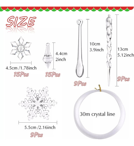 Para Para 57 Piezas De Carambanos Copos De Nieve Para / Y