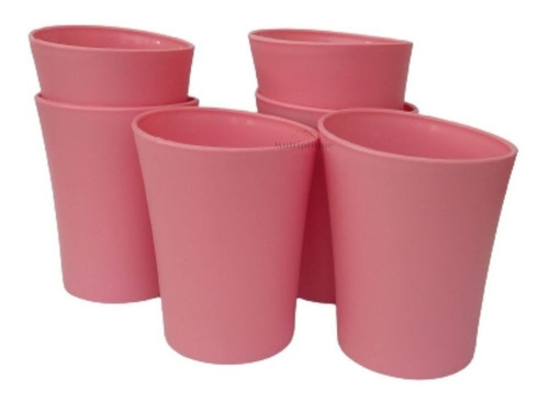 Kit 06 Copos Plastico Duro Resistente Bebidas 300ml Rosa