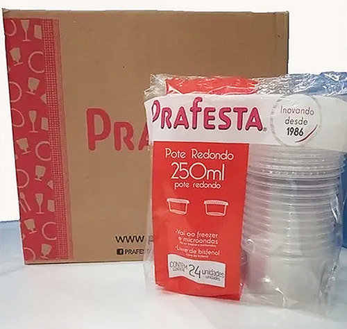 Pote Plastico Marmita Red 250ml Microondas Freezer 432 Und