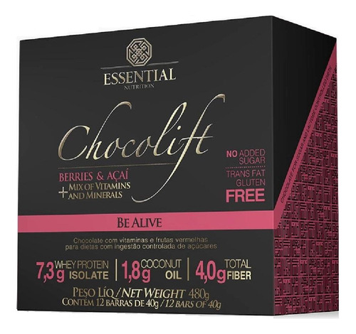 Chocolift Be Alive (12 Unid. 40g) 480g - Essential Nutrition