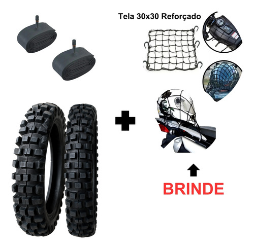 Kit 2 Pneus Trilha Aro 18 + Câmaras Titan Fan Ybr + Brlnde