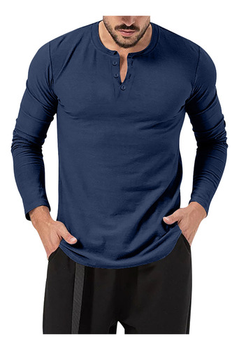 Camiseta O Para Hombre, Cuello Redondo, Con Botones, Boca Pl