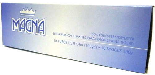 Caixa C/ 10 Tubos Linha De Costura Corrente 91,4m Azul Escur