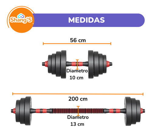 Set Mancuernas Ajustables 40 Kg Barra Y Mancuernas En Uno