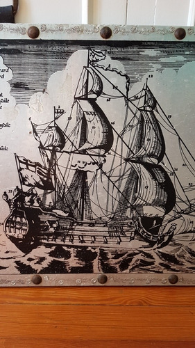  Barco Antiguo Ingles  Grabado   Nao  Sobre Metal 