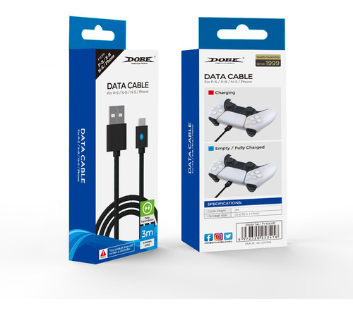 Cable 3 Metros Para Cargar Control Ps5