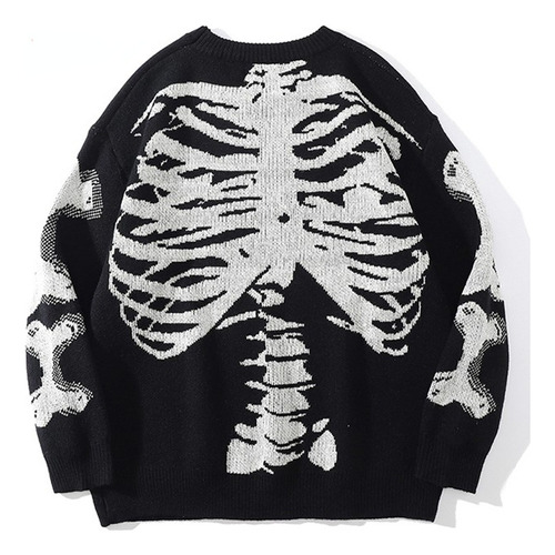 Moda Suéter Oversize De Unisex Estampado Esqueleto