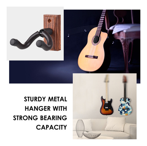 Soporte De Pared Para Guitarra: Soporte De Metal Negro Sólid
