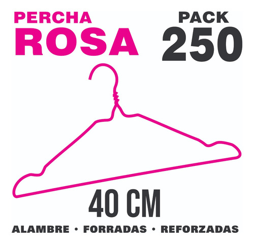 Perchas De Alambre Forradas Reforzadas X250 - Color Rosa