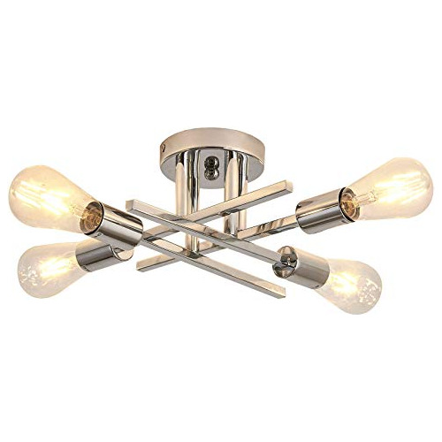 4 Luz Lampara Techo Metal Moderno Cromado,iluminacion Para