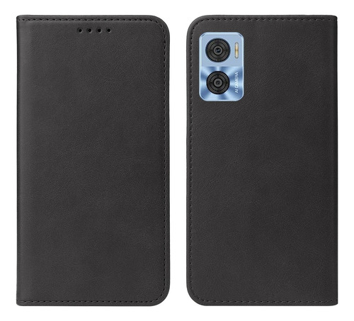 Funda Para Motorola Moto E22i  Flip Cover Negro Antishock