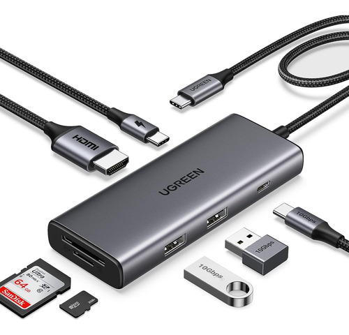 Docking Revodok 7 En 1 Ugreen Tf Hdmi Usb Y C 3.2 Carga 100w