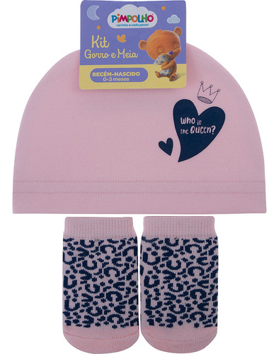 Kit Gorro E Meia Feminina Recém Nascido-pimpolho