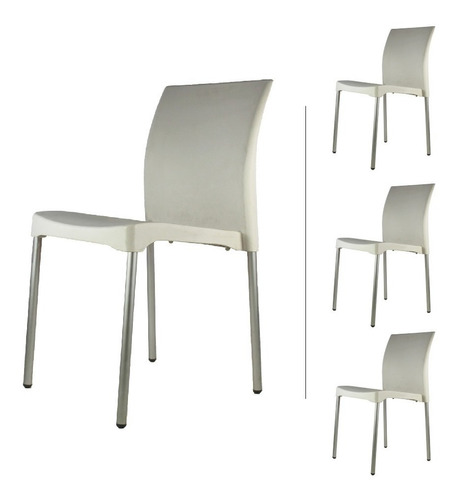 Set De 4 Sillas Modernas Para Restaurante Color de la estructura de la silla Blanco