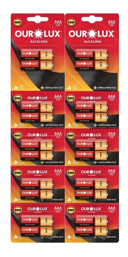 Imagem 1 de 2 de Ourolux - Pilha Alcalina Palito Aaa 1,5v 100 Pilhas - 27235