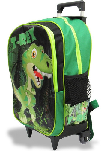 Kit Escolar Infantil Mochila De Rodinhas Dinossauro T-rex G