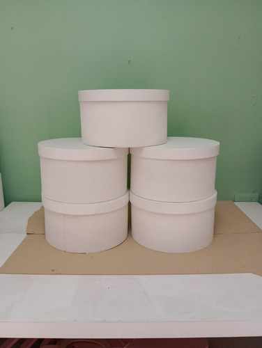 Kit 5 Caja Redonda 30 Cm | Cilindro | Pintada | Mdf