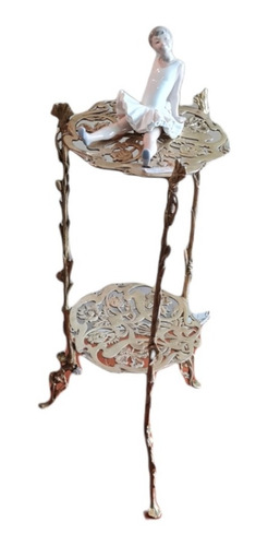 Mesa Vintage Esquinera De Bronce Macizo Rara Art Nouveau