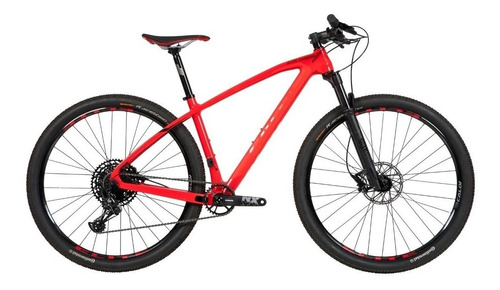Mountain bike Caloi Elite Carbon Sport 2020 aro 29 L 12v freios de disco hidráulico câmbio SRAM NX-1-B1 cor vermelho