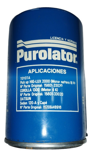 Filtro Aceite Toyota Hilux 2000 Motor Nafta  18 4k 