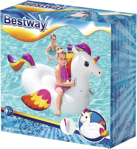 Imagen 4 de 6 de Unicornio Kawaii Inflable 155 X119cm Flotador Pileta Bestway