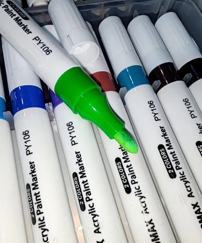 Marcadores Acrílicos Permanentes X12 Doble Punta, 24 Colores