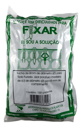 200 Bucha 8 Mm N8 Nylon Parede Oca Gesso Tijolo Baiano Bloco
