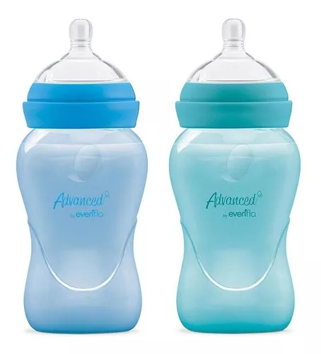 Set De Biberones Dos Bebe Evenflo Advanced Relaxfit 9oz Color Azul